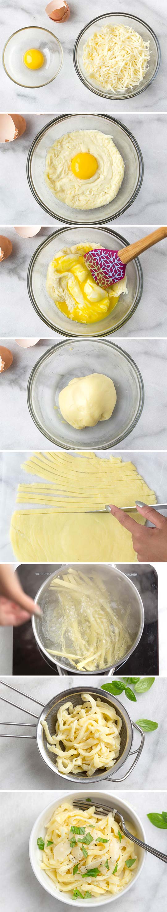 2-Ingredient Keto / Low Carb Pasta Noodles - #eatwell101 #recipe #keto #lowcarb #pasta - Chewy and delicious - the perfect low carb basis for all of your favorite pasta sauces and flavors!