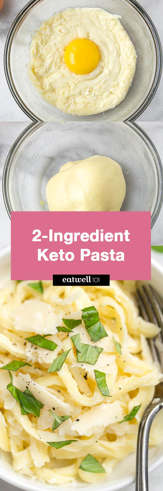 2-Ingredient Keto / Low Carb Pasta Noodles - #eatwell101 #recipe #keto #lowcarb #pasta - Chewy and delicious - the perfect low carb basis for all of your favorite pasta sauces and flavors!