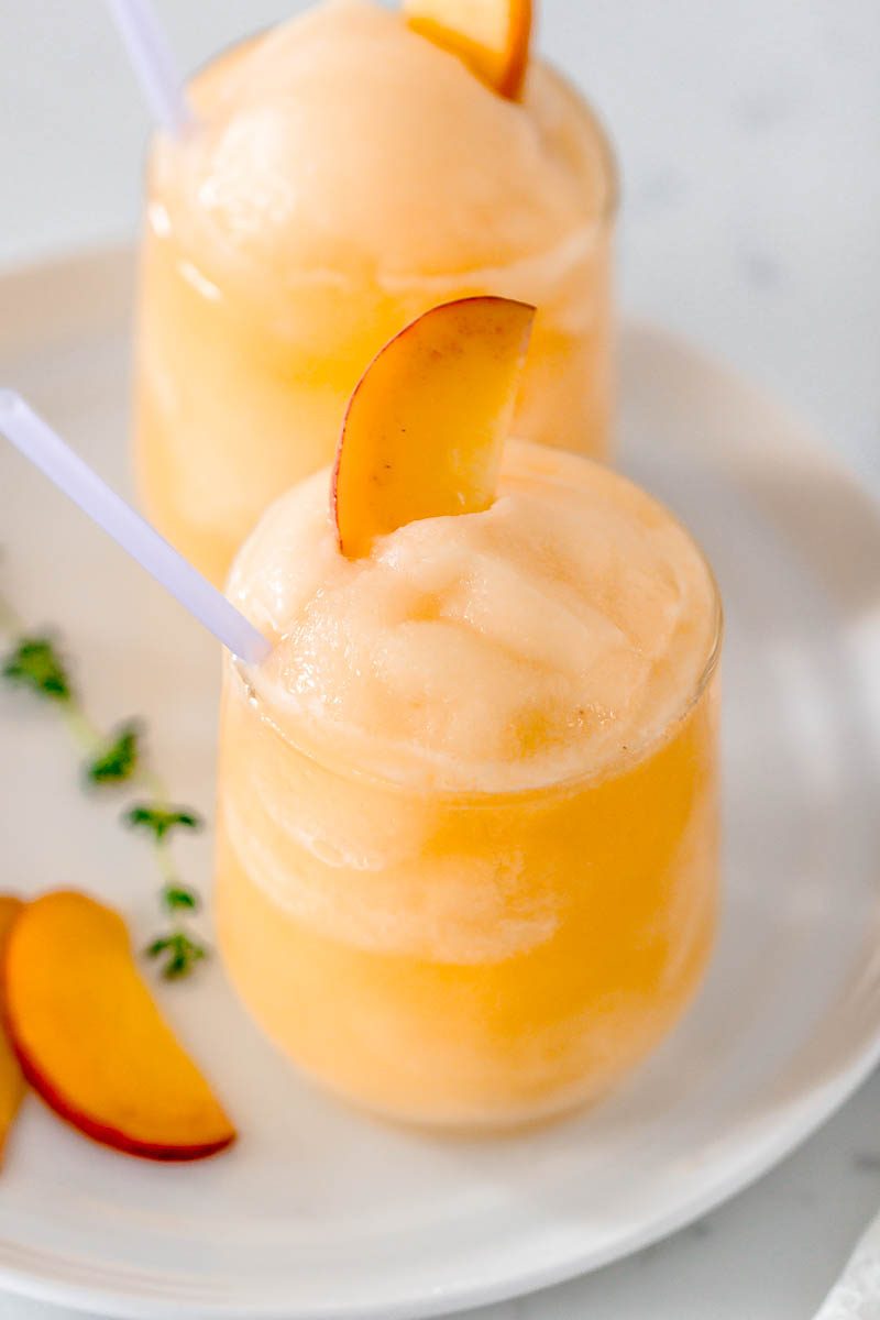 Peach Bellini shaved ice with the ice shave attachment, Recipe