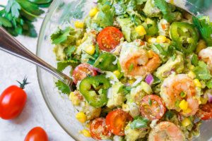 Shrimp Avocado Corn Salad - A tasty and healthy salad recipe perfect for a nourishing lunch on a hot summer day.