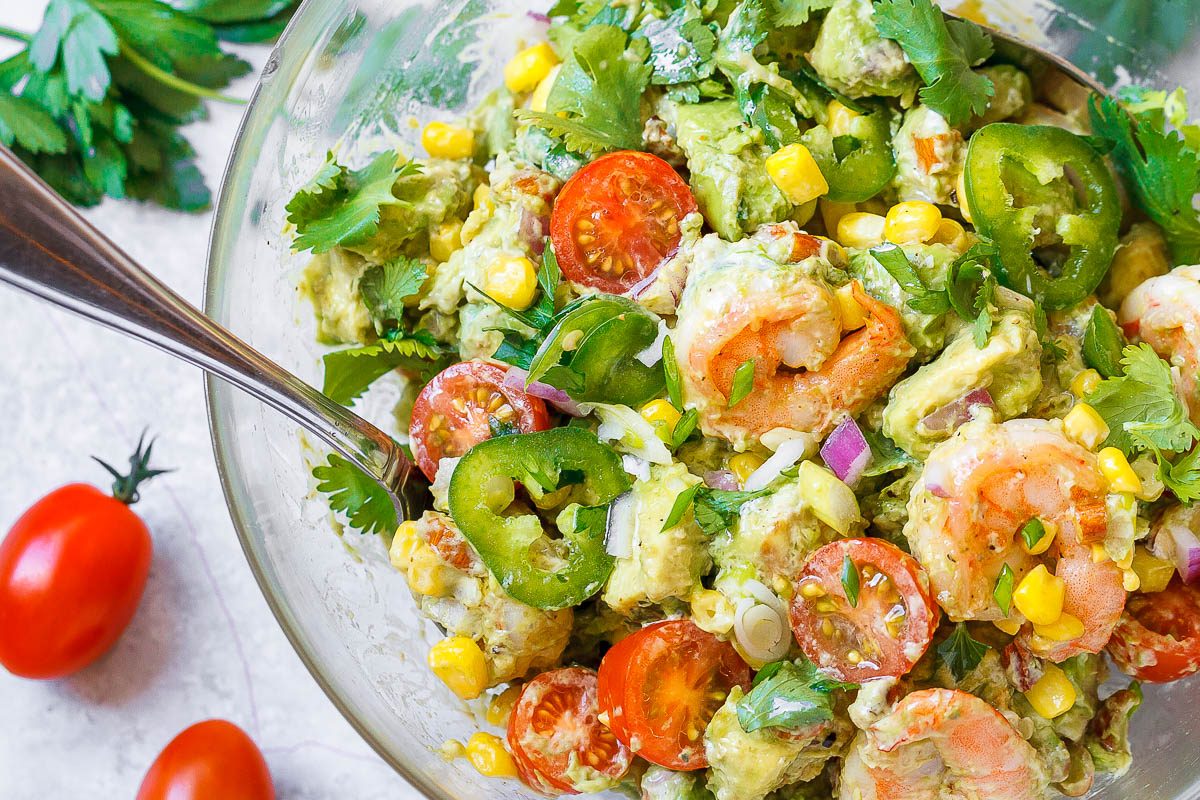 Shrimp Avocado Corn Salad with Summer Vinaigrette