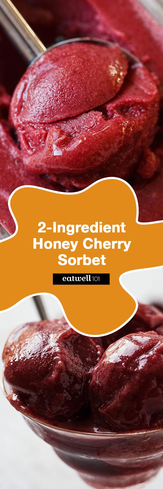 2-Ingredient Honey Cherry Sorbet - Paleo, Dairy-Free, Vegetarian, Gluten-Free. When it comes to dessert, you really can't get much healthier than this!