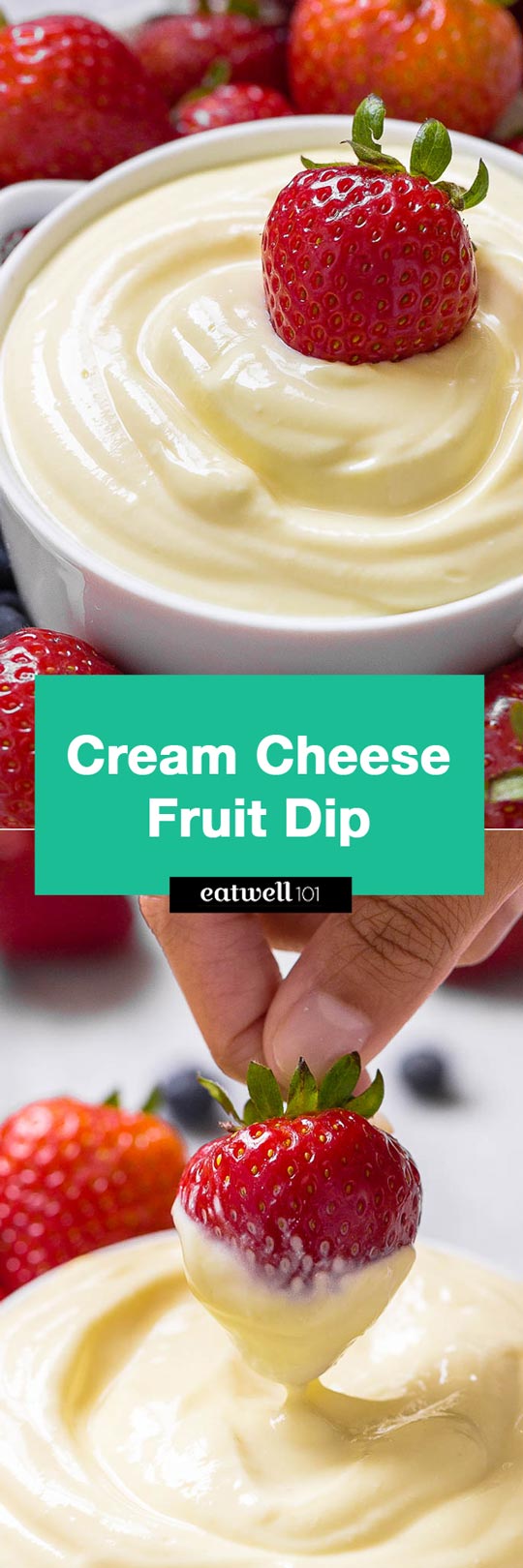 Cream Cheese Fruit Dip - #dip #recipe #eatwell101 - Lightly sweet and super fluffy, this fruit dip is a great way to get everyone to eat more fruit this season! 