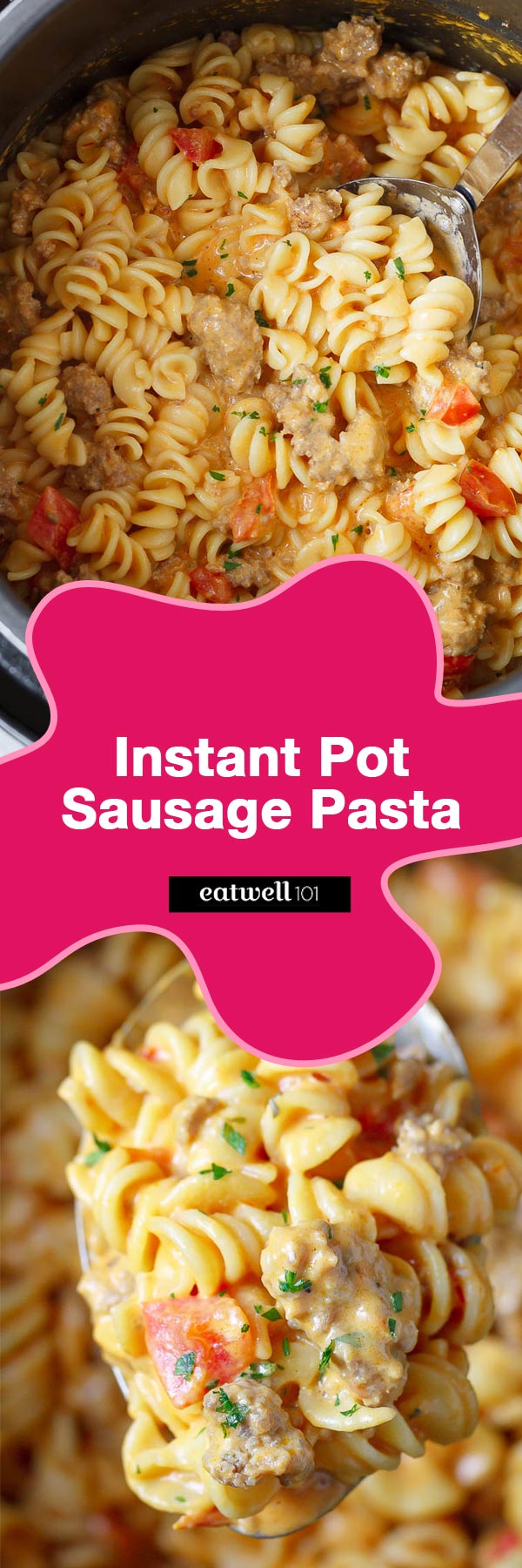 Instant Pot Sausage Pasta in Cream Cheese Tomato Sauce - A Quick and easy one-pot dinner made entirely in the pressure cooker. You will definitely love this one! 