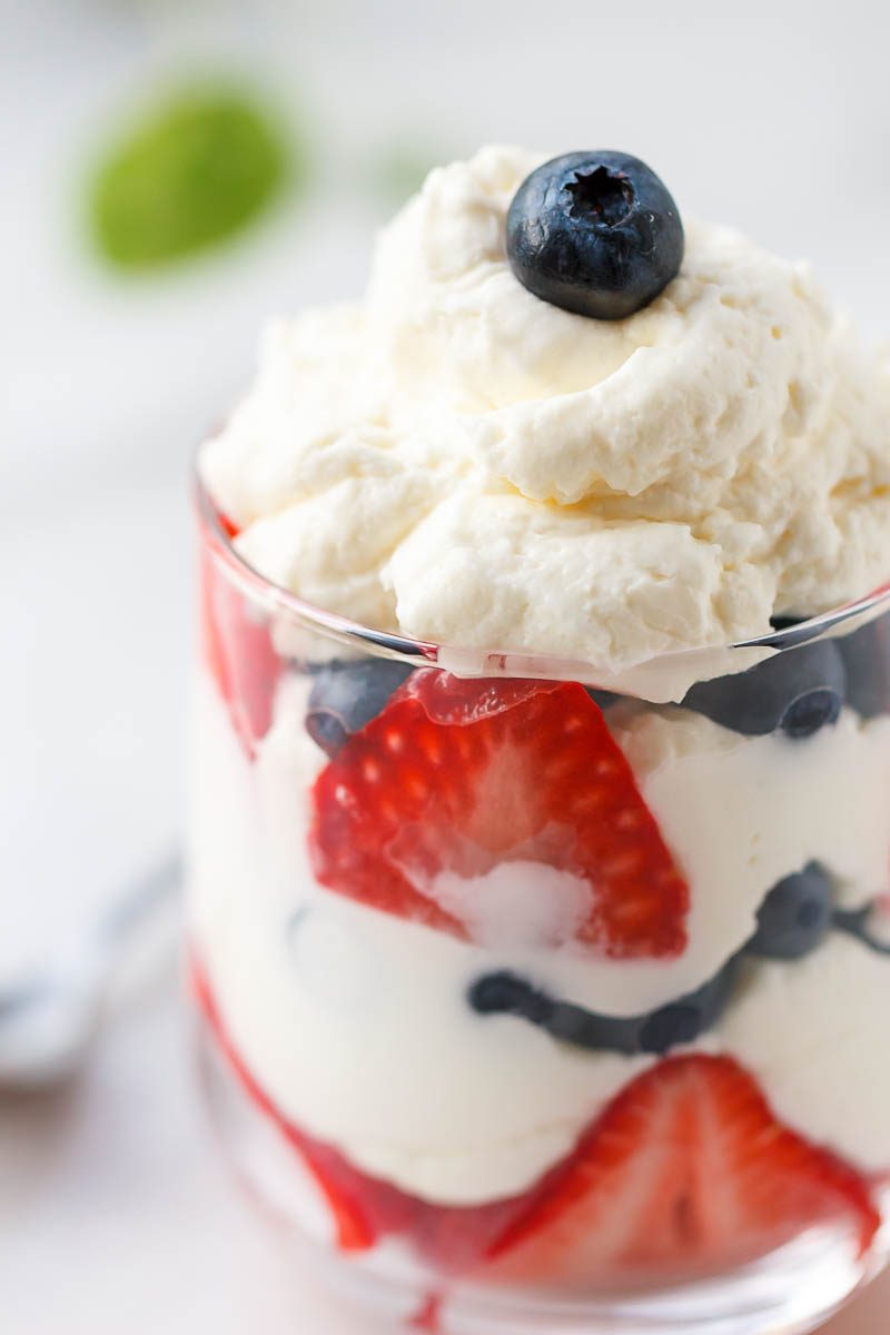 Blueberry & Strawberry Creamy Mousse - A super simple cream cheese mousse in under 5 minutes to satisfy your sweet tooth the healthy way! Low carb and keto friendly