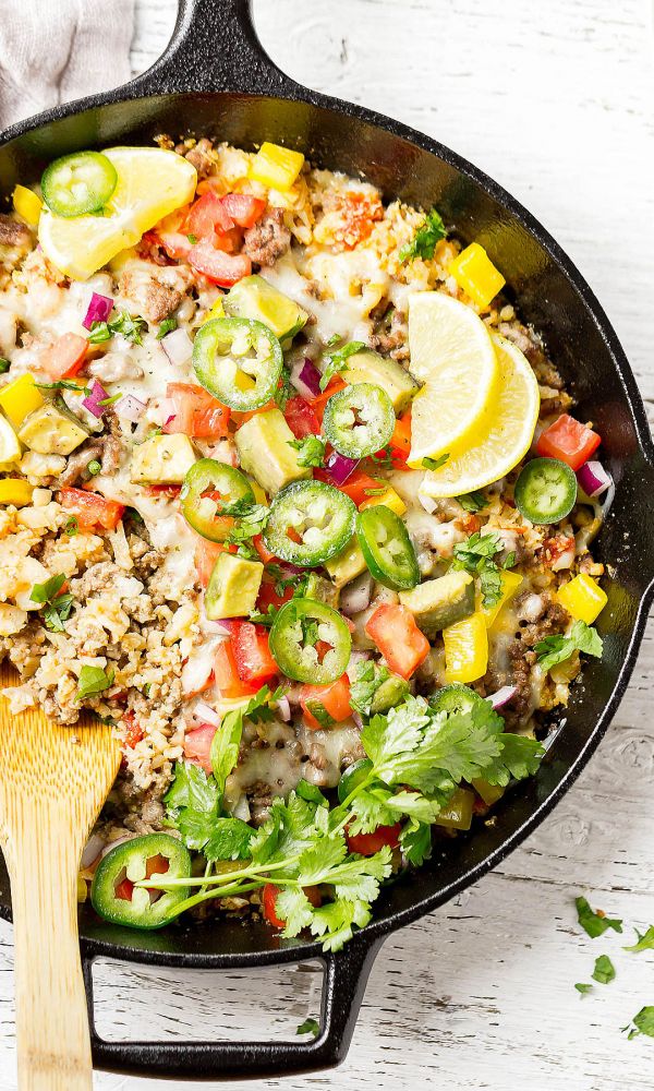 Beef and Cauliflower Rice Burrito Bowl