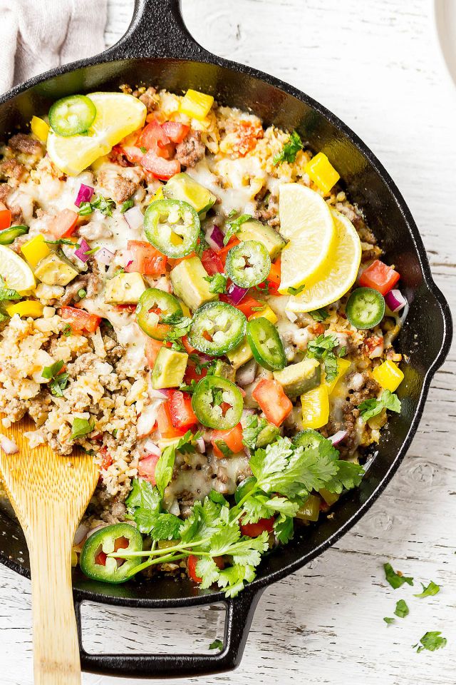 Beef and Cauliflower Rice Burrito Bowl