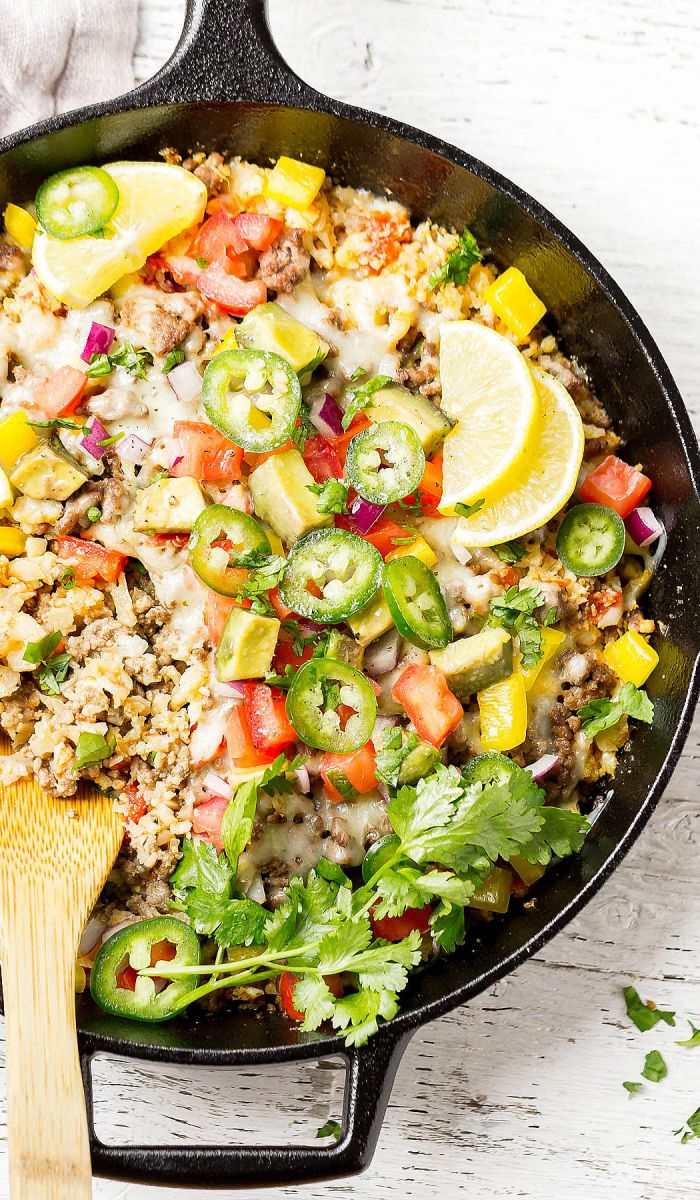 Beef and Cauliflower Rice Burrito Bowl