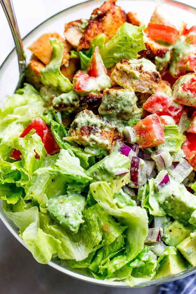 Taco Chicken Salad with Creamy Cilantro Lime Dressing