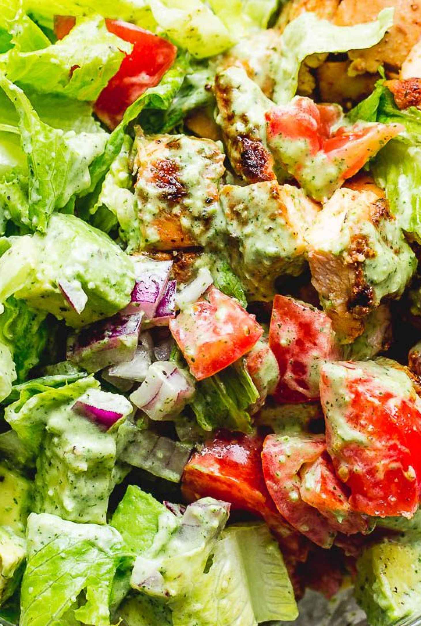 Taco Chicken Salad with Creamy Cilantro Lime Dressing - #recipe by #eatwell101 - https://www.eatwell101.com/taco-chicken-salad