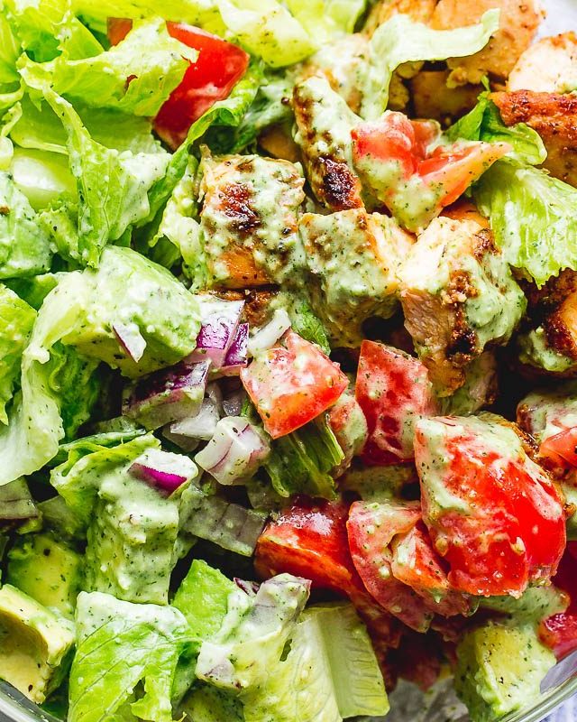 Taco Chicken Salad with Creamy Cilantro Lime Dressing - #recipe by #eatwell101 - https://www.eatwell101.com/taco-chicken-salad