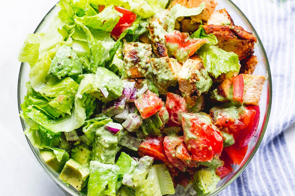 Taco Chicken Salad with Creamy Cilantro Lime Dressing