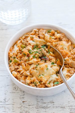 Sausage Taco Cauliflower Rice Skillet