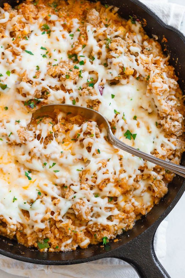 Sausage Taco Cauliflower Rice Skillet
