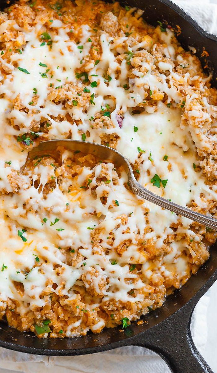 Sausage Taco Cauliflower Rice Skillet