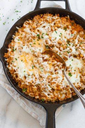 Sausage Taco Cauliflower Rice Skillet