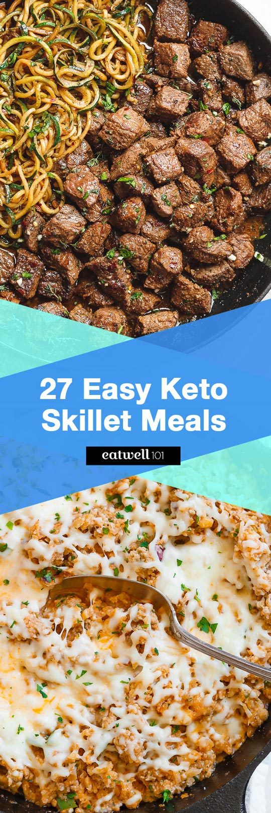 Keto Skillet Meal Recipes - Minimal clean-up and quick cook times make any of these keto one pan dinners a winner any night of the week. 