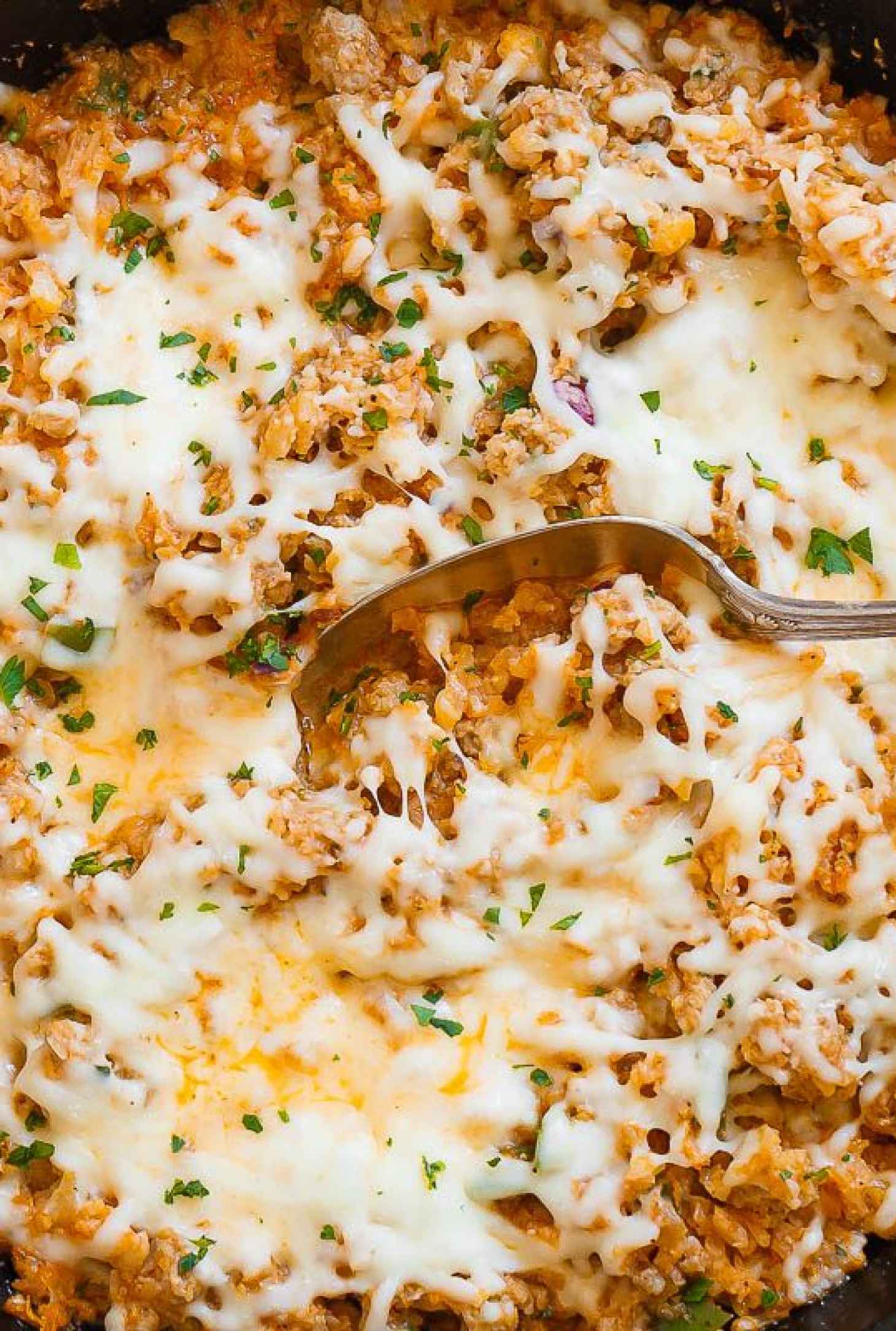 Sausage Taco Cauliflower Rice Skillet - #recipe by #eatwell101 - https://www.eatwell101.com/sausage-taco-cauliflower-rice-skillet-recipe