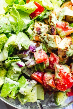 Taco Chicken Salad with Creamy Cilantro Lime Dressing