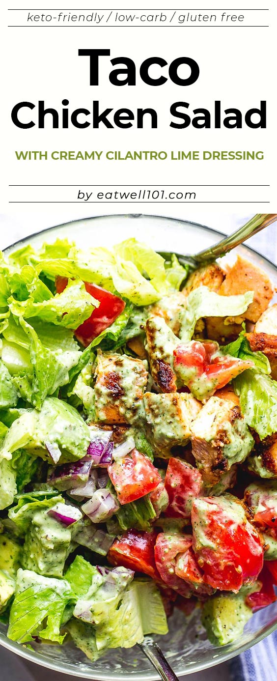 Taco Chicken Salad - #salad #recipe #eatwell101 - Bursting with tender, juicy chicken, this healthy salad is the perfect switch up from your classic chicken salad recipe. 