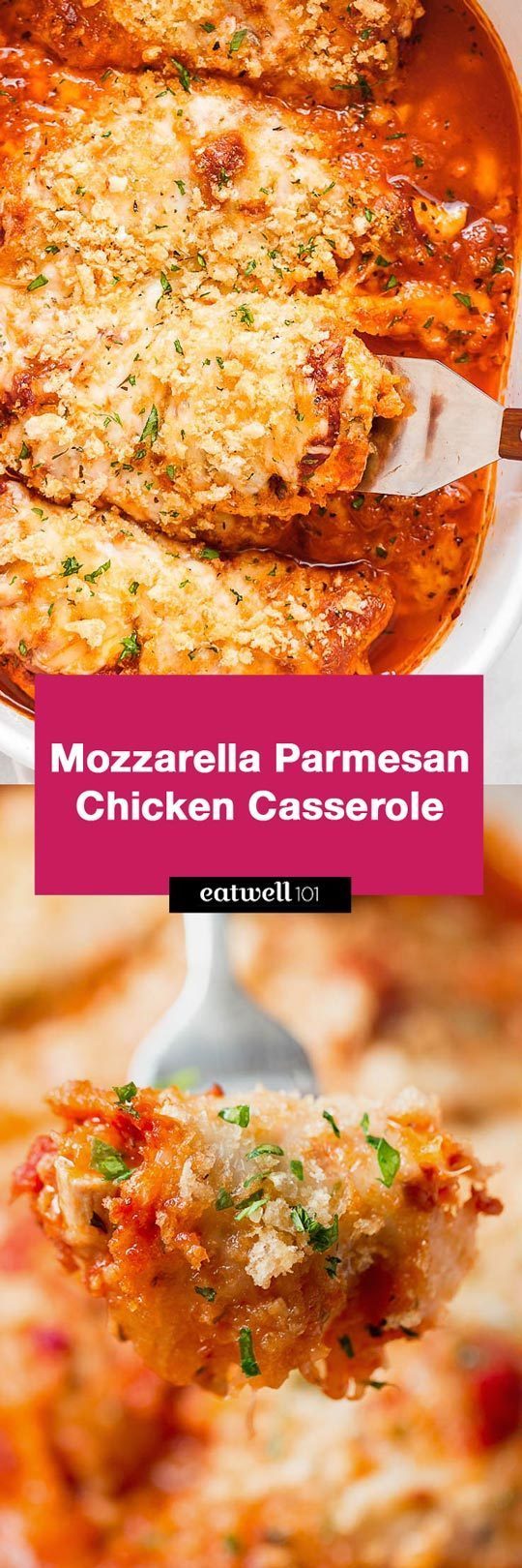 Crispy Chicken Parmesan Casserole Recipe -  #eatwell101,#recipe Crisp and cheesy, this 30 minute keto chicken parmesan casserole is a dream come true! #Mozzarella #Parmesan #Chicken #Casserole #keto #dinner ketodinner #lowcarb low-carbdinner