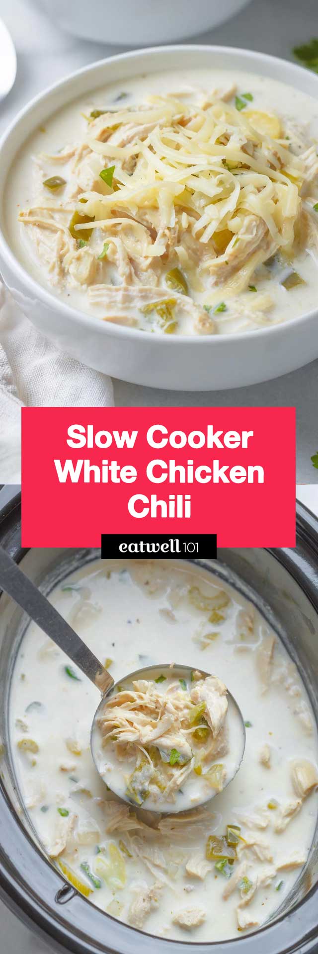Slow Cooker White Chicken Chili - #slow-cooker #chicken #chili #recipe #eatwell101 - Filling, tasty and super indulgent, this slow cooker chicken chili recipe is an amazing comfort food. 