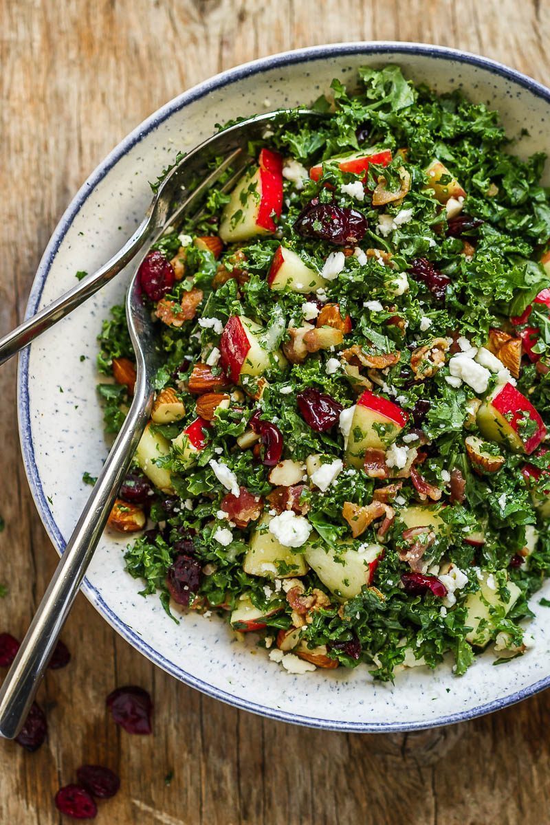Apple Cranberry Bacon Kale Salad Recipe — Eatwell101