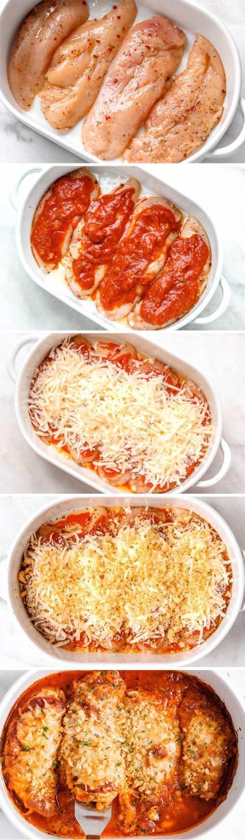 Crispy Chicken Parmesan Casserole Recipe -  #eatwell101,#recipe Crisp and cheesy, this 30 minute keto chicken parmesan casserole is a dream come true! #Mozzarella #Parmesan #Chicken #Casserole #keto #dinner ketodinner #lowcarb low-carbdinner
