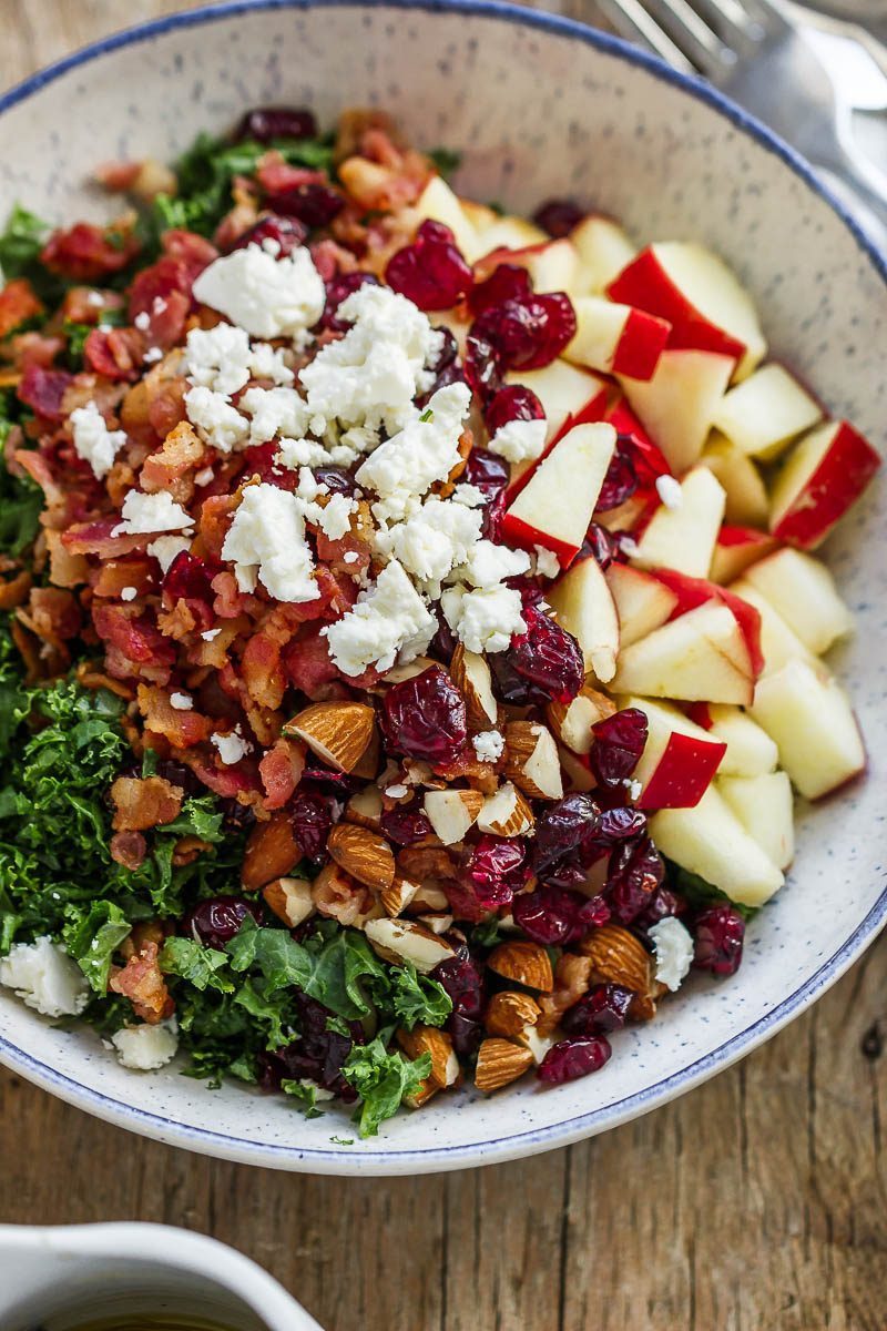 Apple Cranberry Bacon Kale Salad Recipe – Healthy Kale Salad Recipe ...