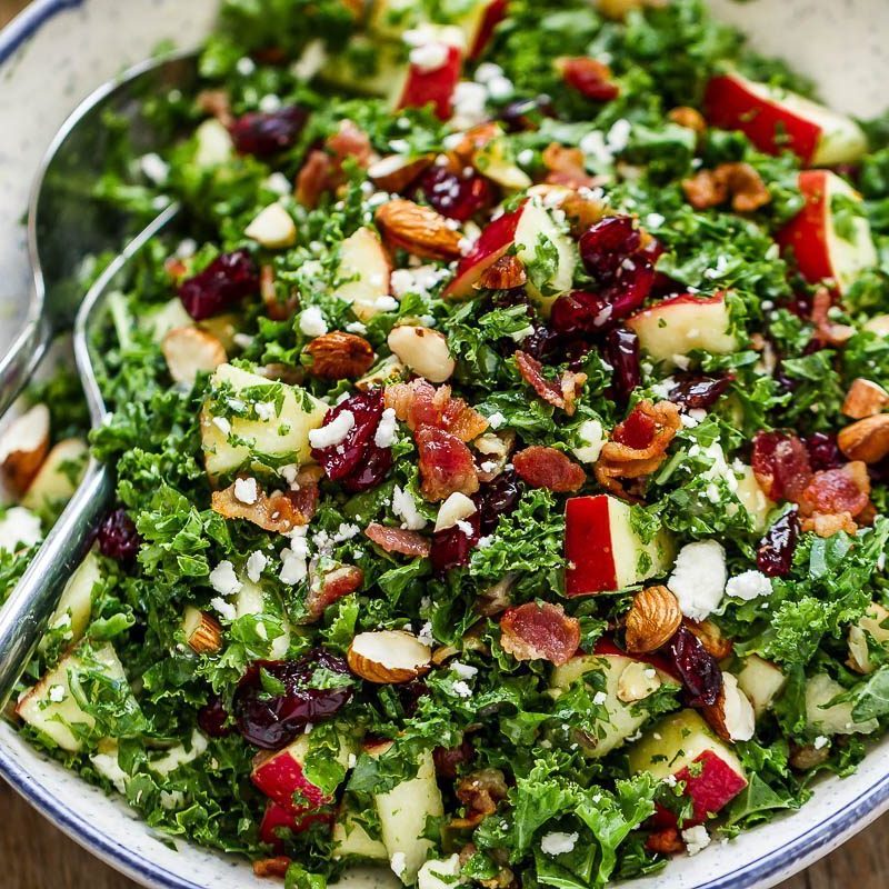 Apple Cranberry Bacon Kale Salad Recipe – Healthy Kale Salad Recipe