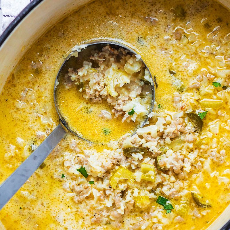 Creamy Cauliflower Rice Chicken Soup Recipe — Eatwell101