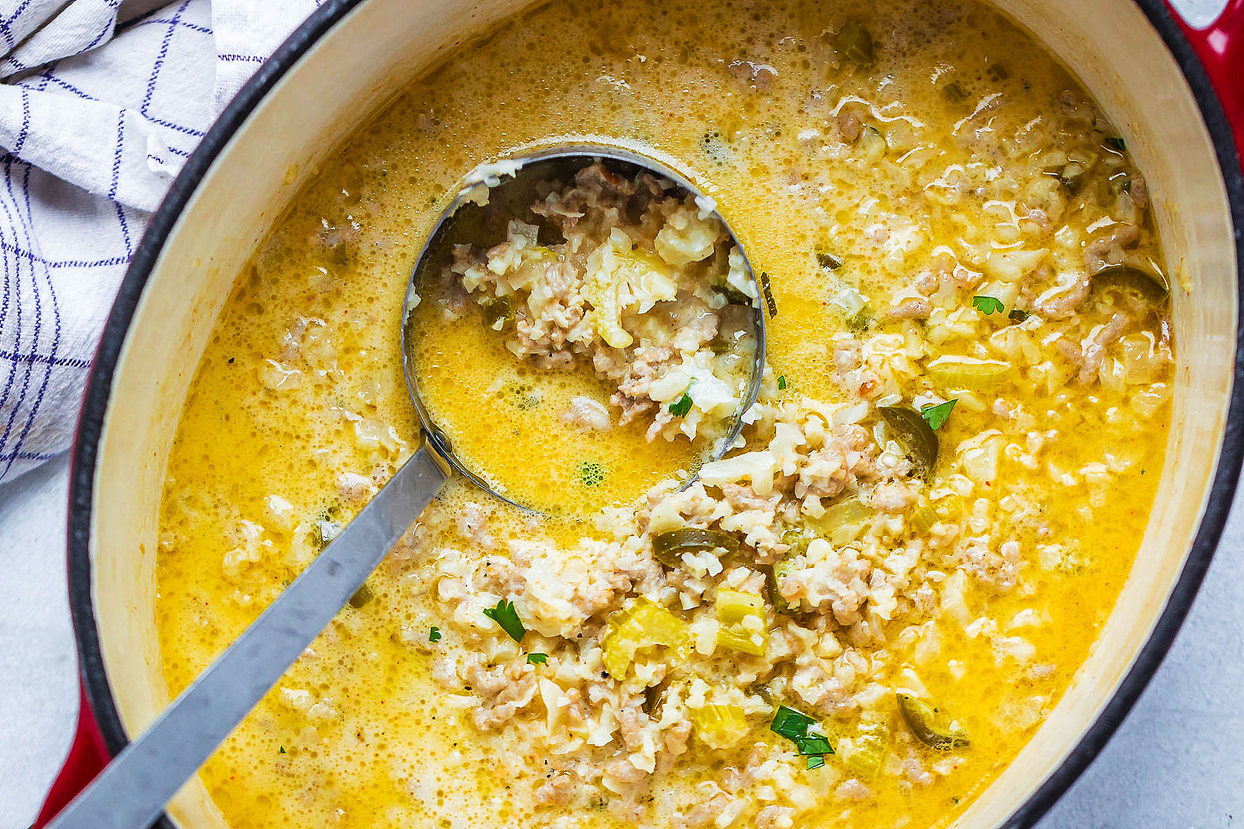 Creamy Cauliflower Rice Chicken Soup