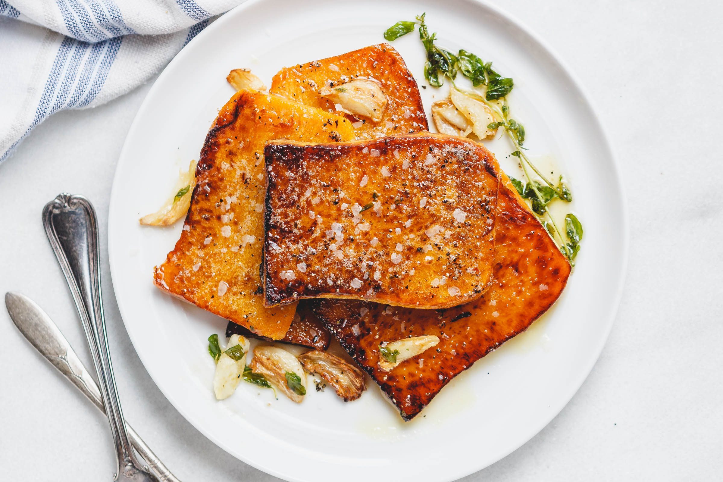 Simple Butternut Squash Steaks with Garlic Butter