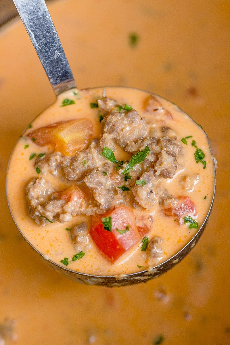 Sausage Parmesan Cream Cheese Soup - #eatwell101 #recipe #keto #soup #lowcarb #instantpot - A simple way to add warmth to your day - You'll enjoy every spoonful of this sausage parmesan cream cheese soup!