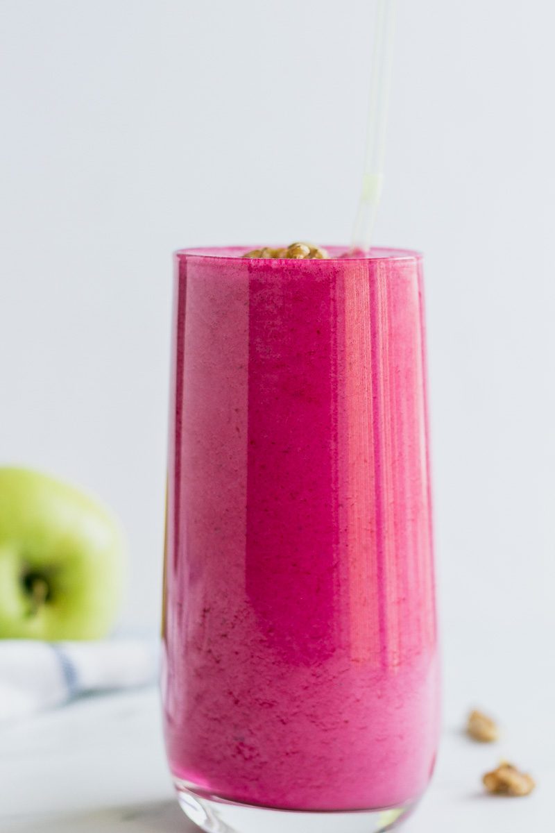 Apple Berry Beet Smoothie - A delicious snack or breakfast option, with a full serving of healthy nutrients in every cup.