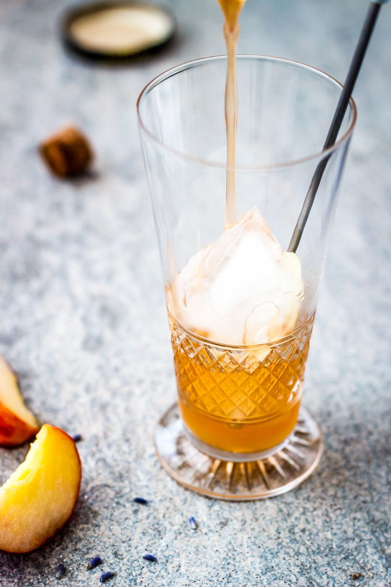 Peach Lavender Shrub Cocktail - Fragrant and delicate, this is the perfect cocktail recipe for anyone who loves to make their own mixers. 