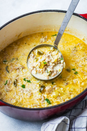 Creamy Cauliflower Rice Chicken Soup