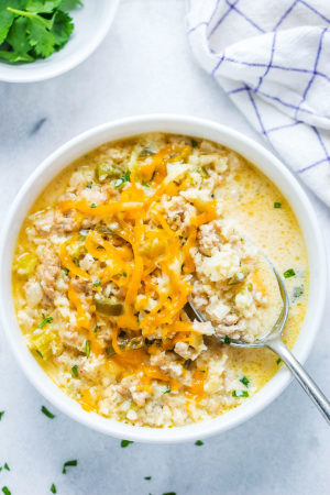 Creamy Cauliflower Rice Chicken Soup