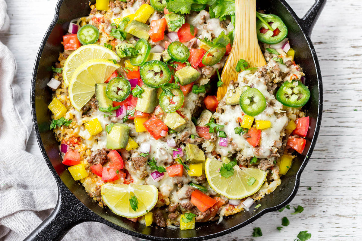 Beef and Cauliflower Rice Burrito Bowl