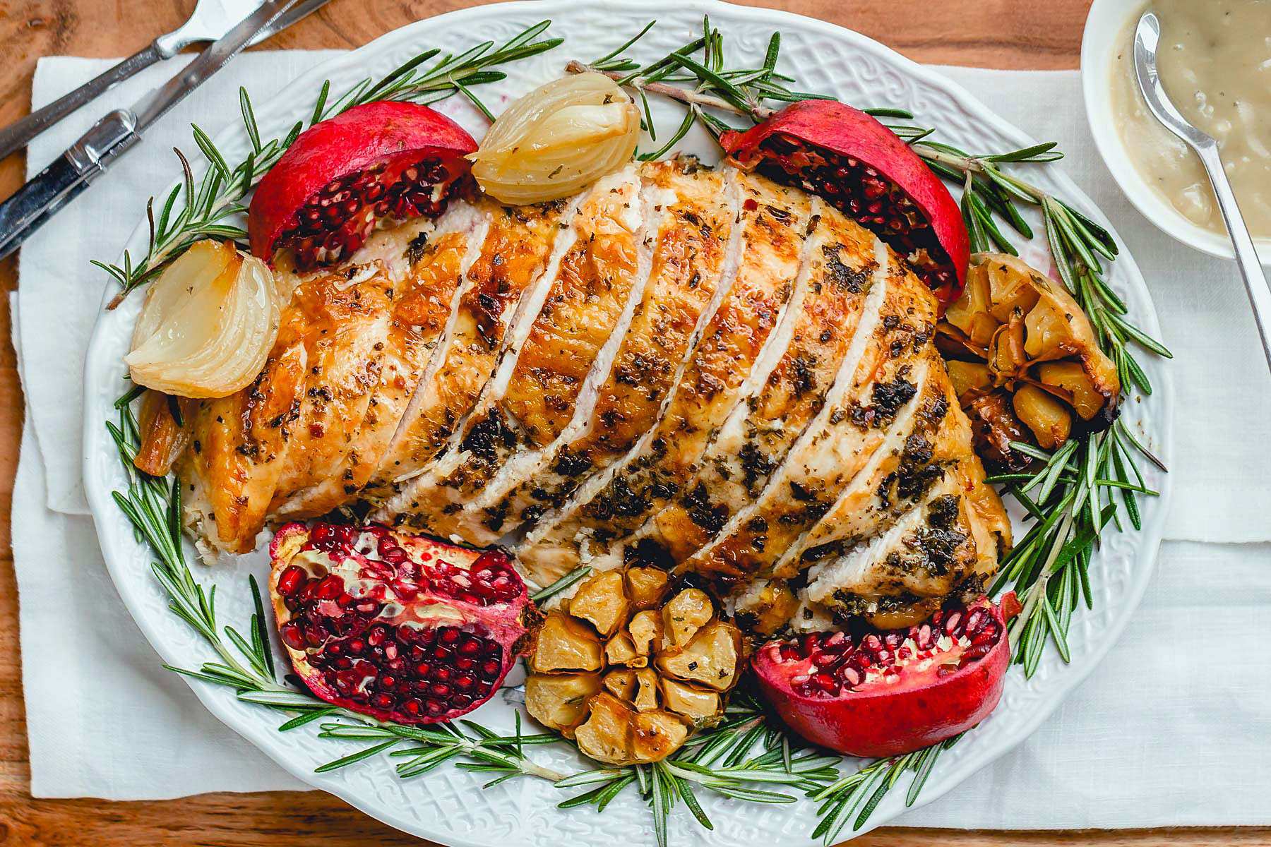 Roasted Turkey Breast with Garlic Herb Butter