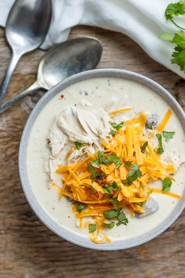 Slow Cooker Turkey Cream Cheese Soup - #recipe by #eatwell101 - https://www.eatwell101.com/slow-cooker-turkey-soup-recipe