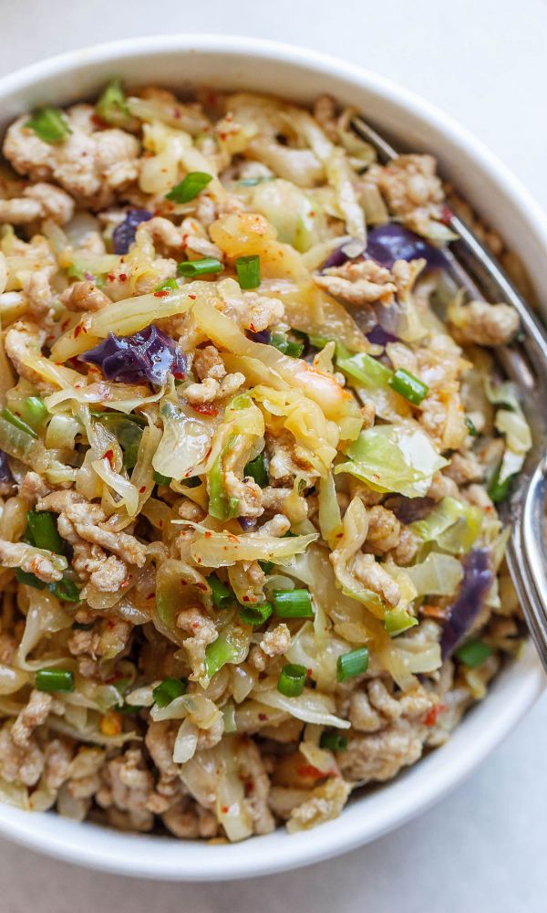 Egg Roll Bowls with Chicken and Cabbage