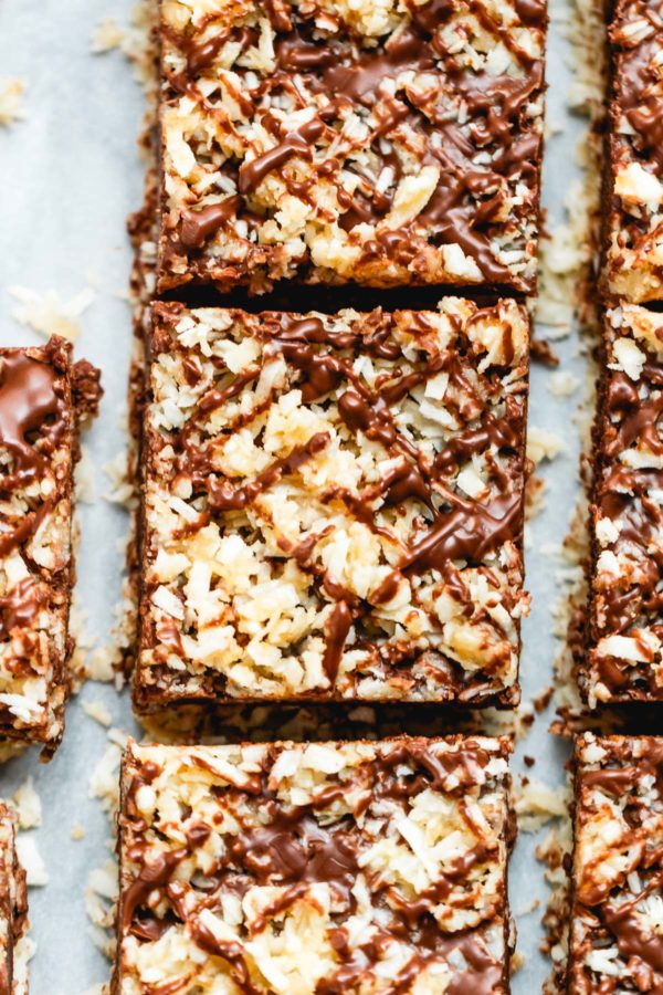 No-Bake Peanut Butter Chocolate Coconut Bars - #recipe by #eatwell101 - https://www.eatwell101.com/no-bake-peanut-butter-chocolate-coconut-bars-recipe