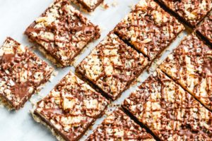 No-Bake Peanut Butter Chocolate Coconut Bars - These satisfying chocolate peanut butter coconut bars require no baking and are completely sugar free.
