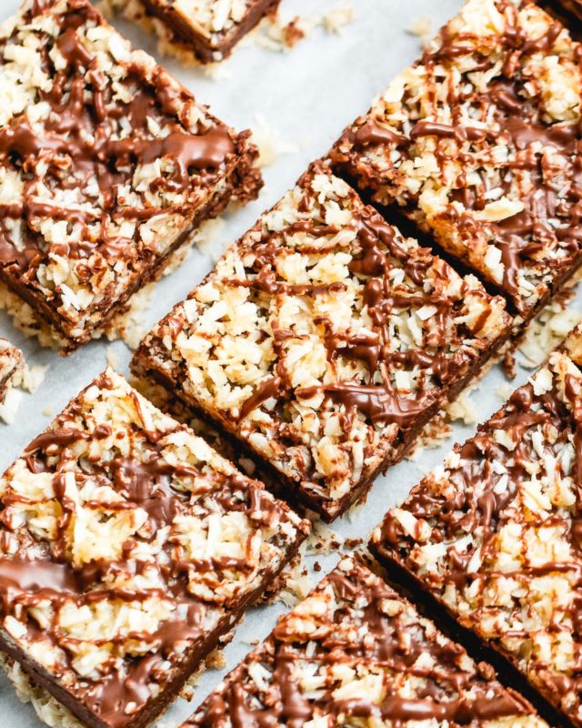 No-Bake Peanut Butter Chocolate Coconut Bars - #recipe by #eatwell101 - https://www.eatwell101.com/no-bake-peanut-butter-chocolate-coconut-bars-recipe