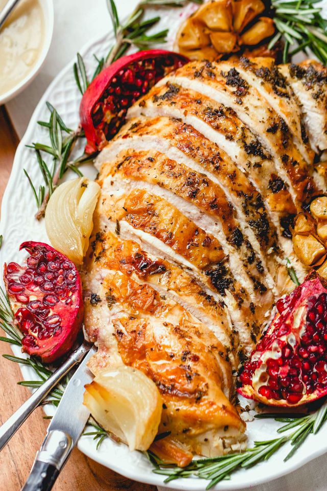 Roasted Turkey Breast with Garlic Herb Butter