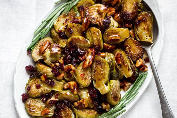 Roasted Brussels Sprouts with Honey Balsamic Glaze
