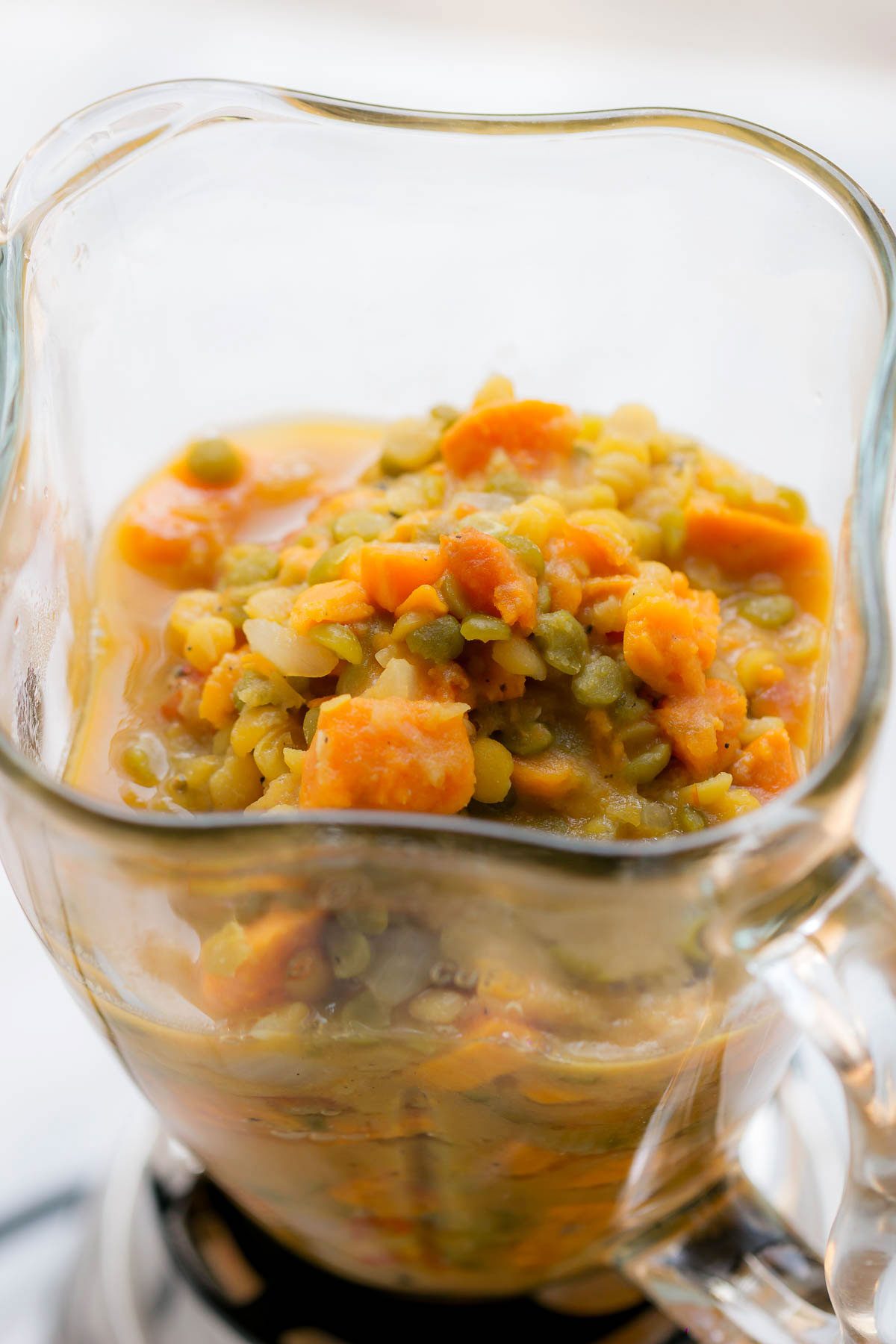 Split Pea Soup with Sweet Potato - Fiber-loaded and packed with flavor, this creamy split pea soup is a comforting vegetarian meal for chilly winter nights