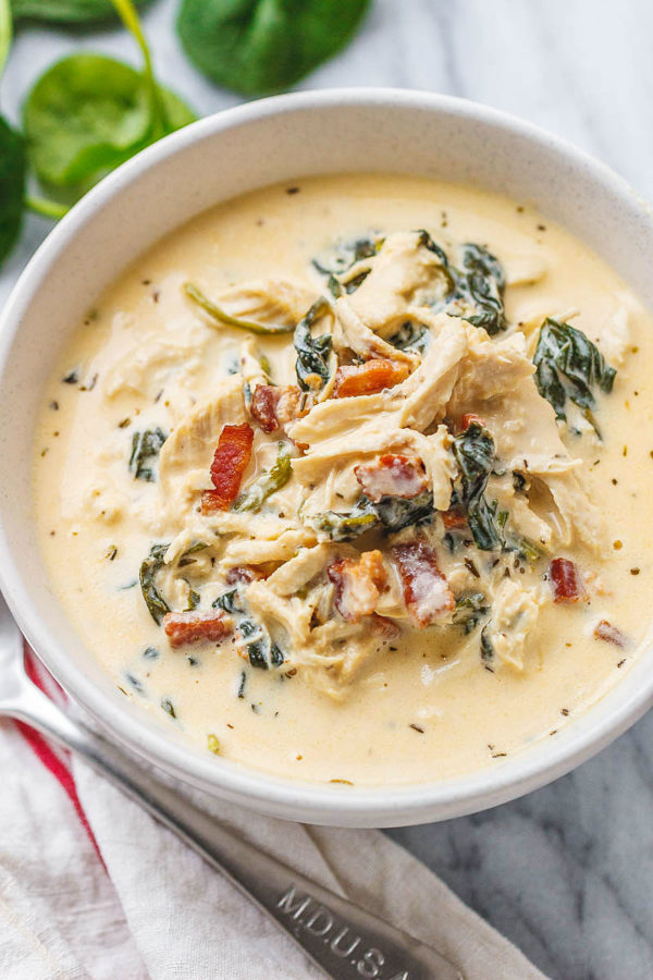 Instant Pot Crack Chicken Spinach Soup - #recipe by #eatwell101 - https://www.eatwell101.com/instant-pot-crack-chicken-soup-recipe