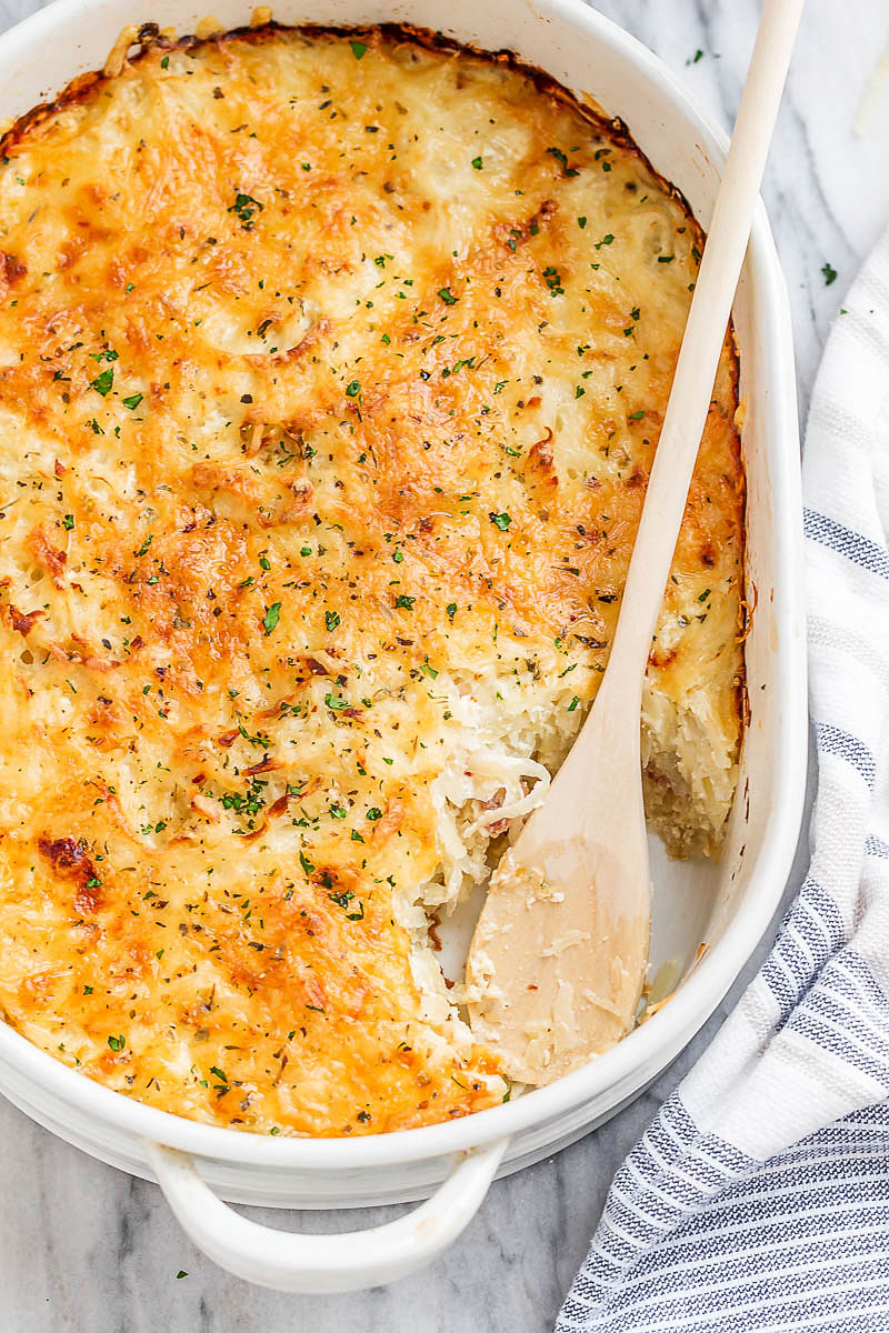 Loaded Potato Casserole Recipe with Bacon and Cream Cheese